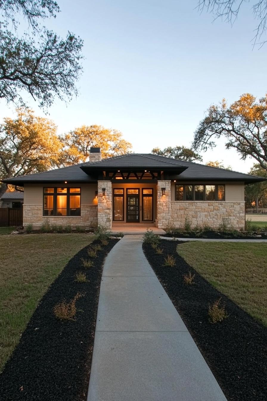 Stone and Wood Ranch House Pathway