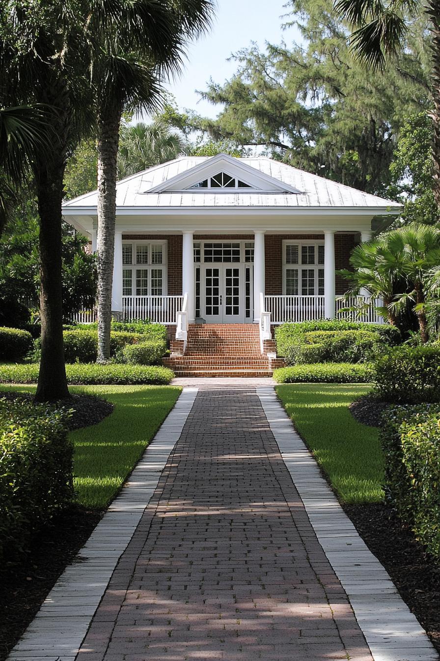 Classic Southern house with lush greenery