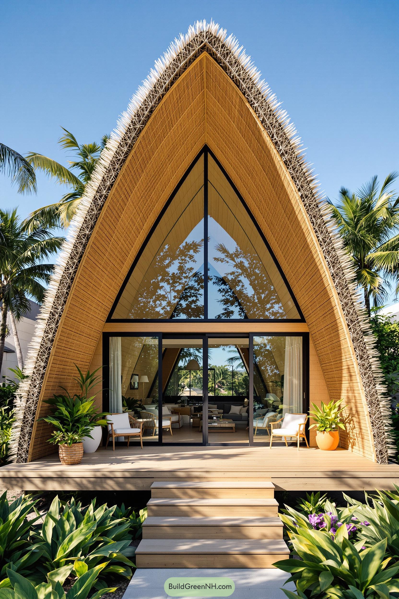 A-frame cabana with bamboo details