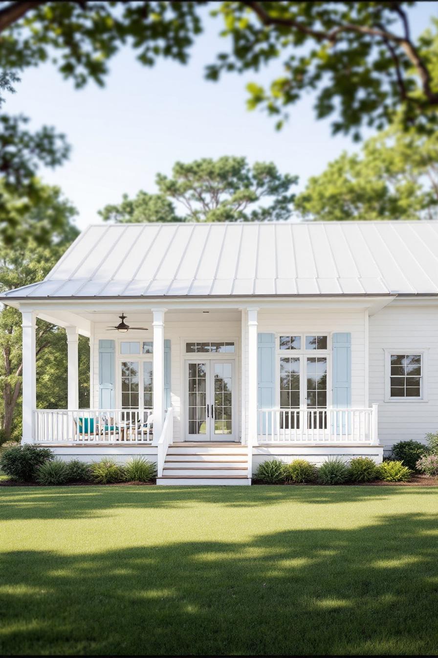 Charming house with a welcoming porch and light blue shutters