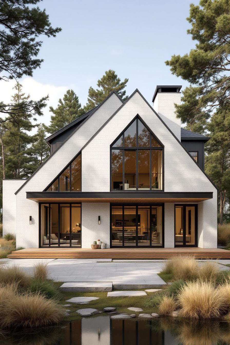 Stylish house by the lake with modern design