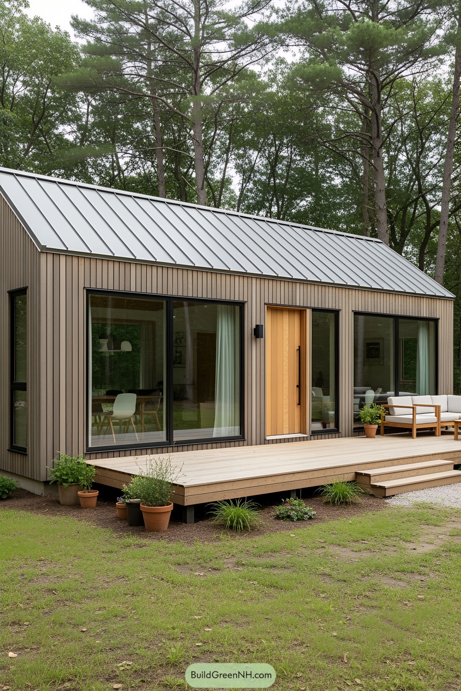 Rustic bungalow surrounded by trees