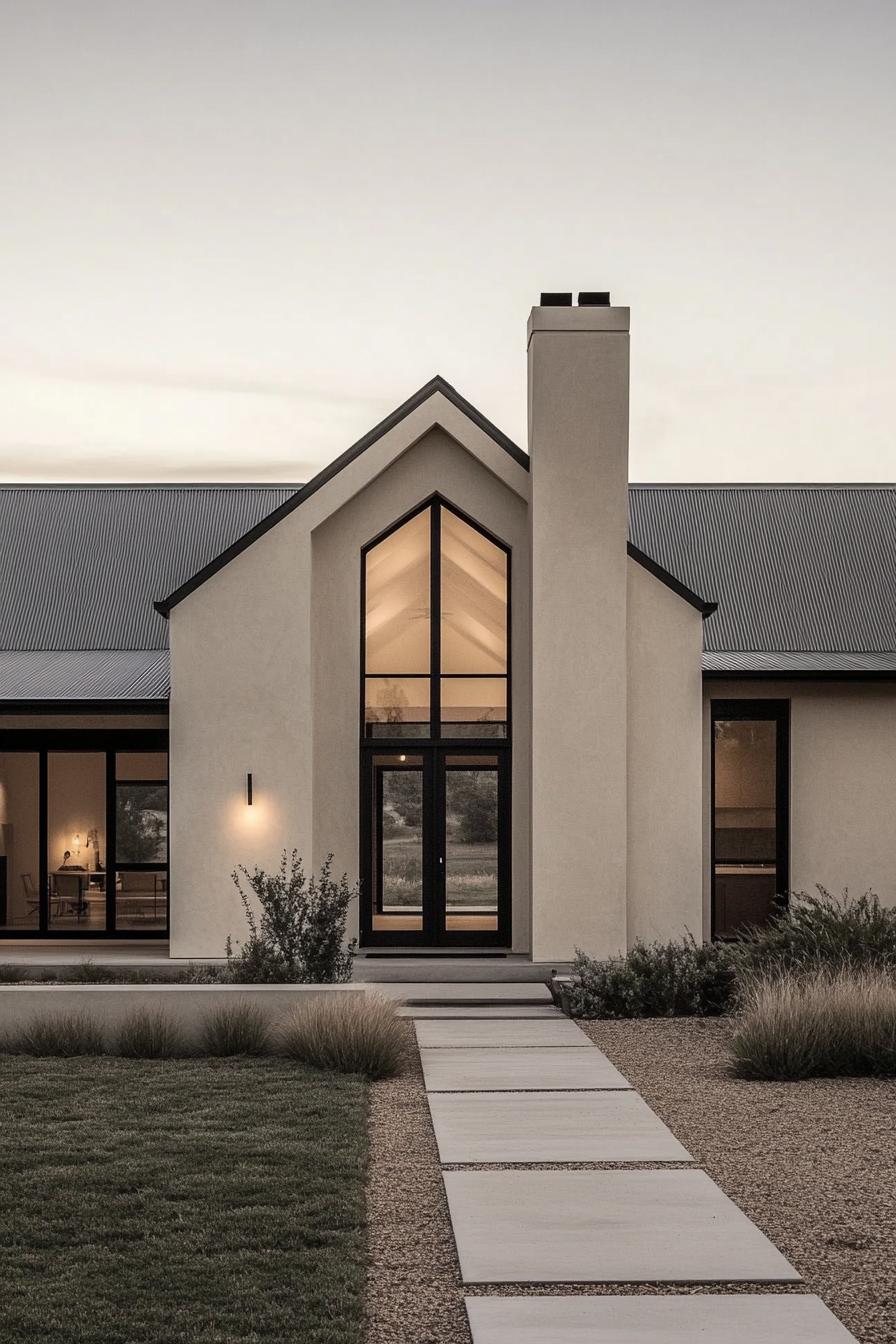 Contemporary country house with large windows