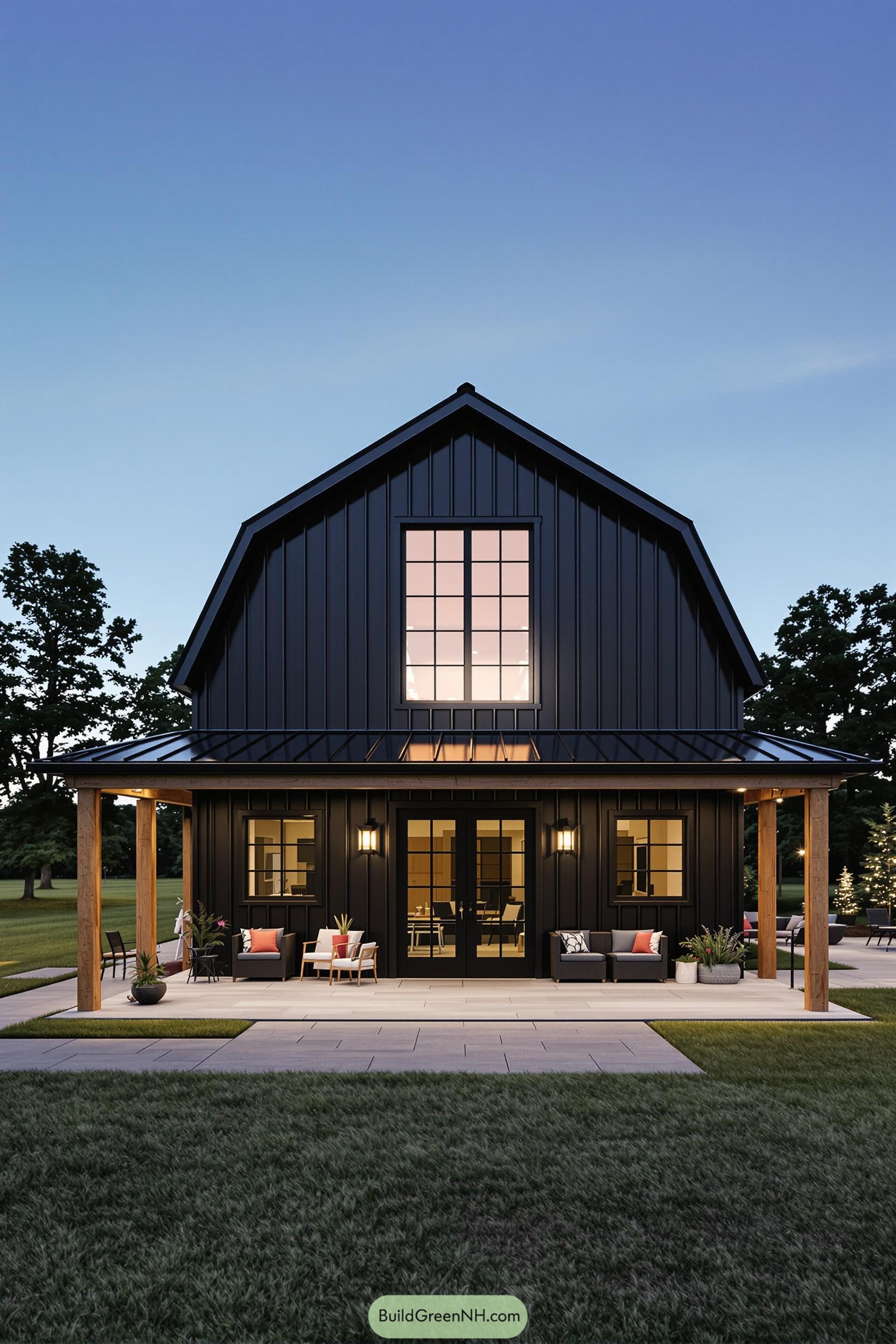 Dark modern barnhouse with large windows