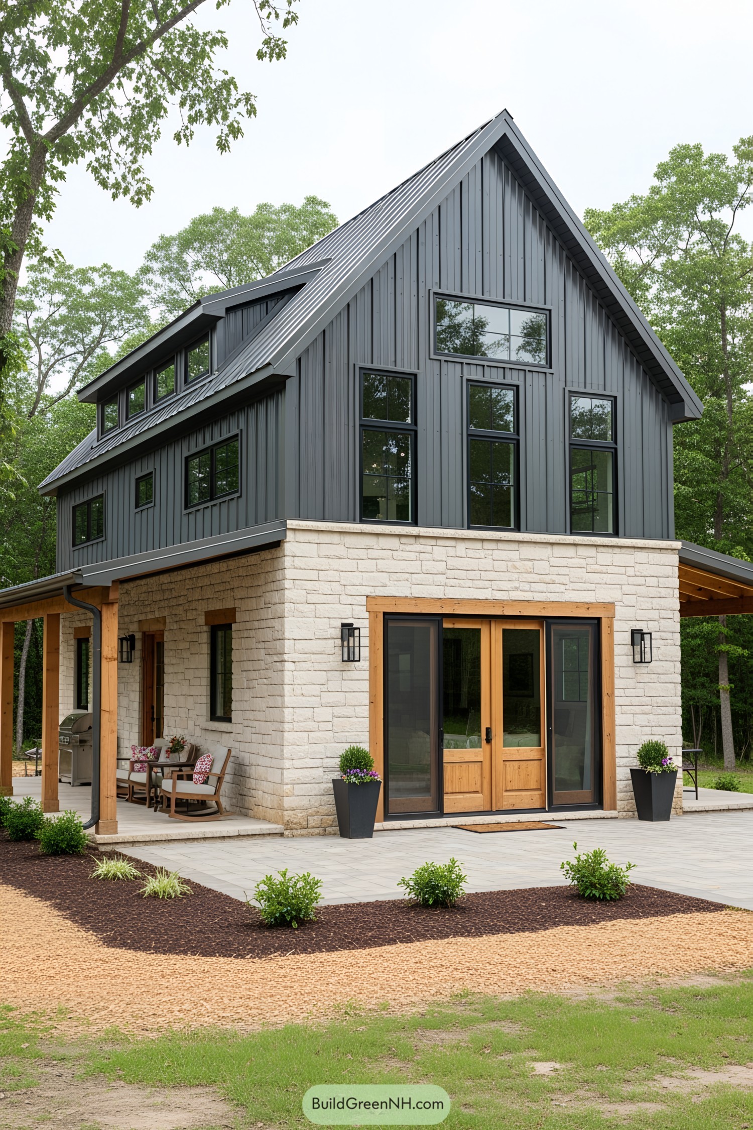 Cozy barndominium with a modern exterior design