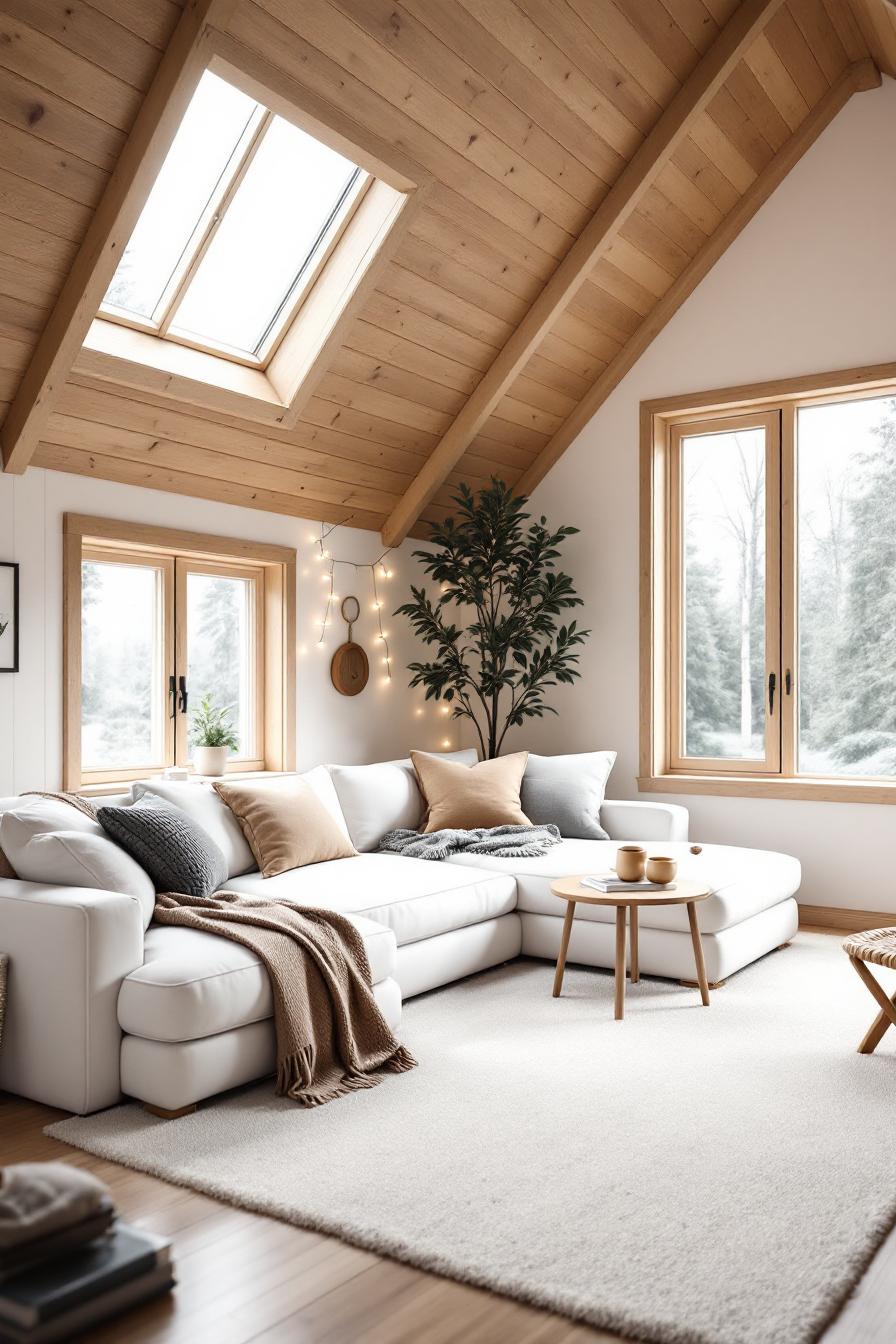Bright farmhouse living room with cozy furniture