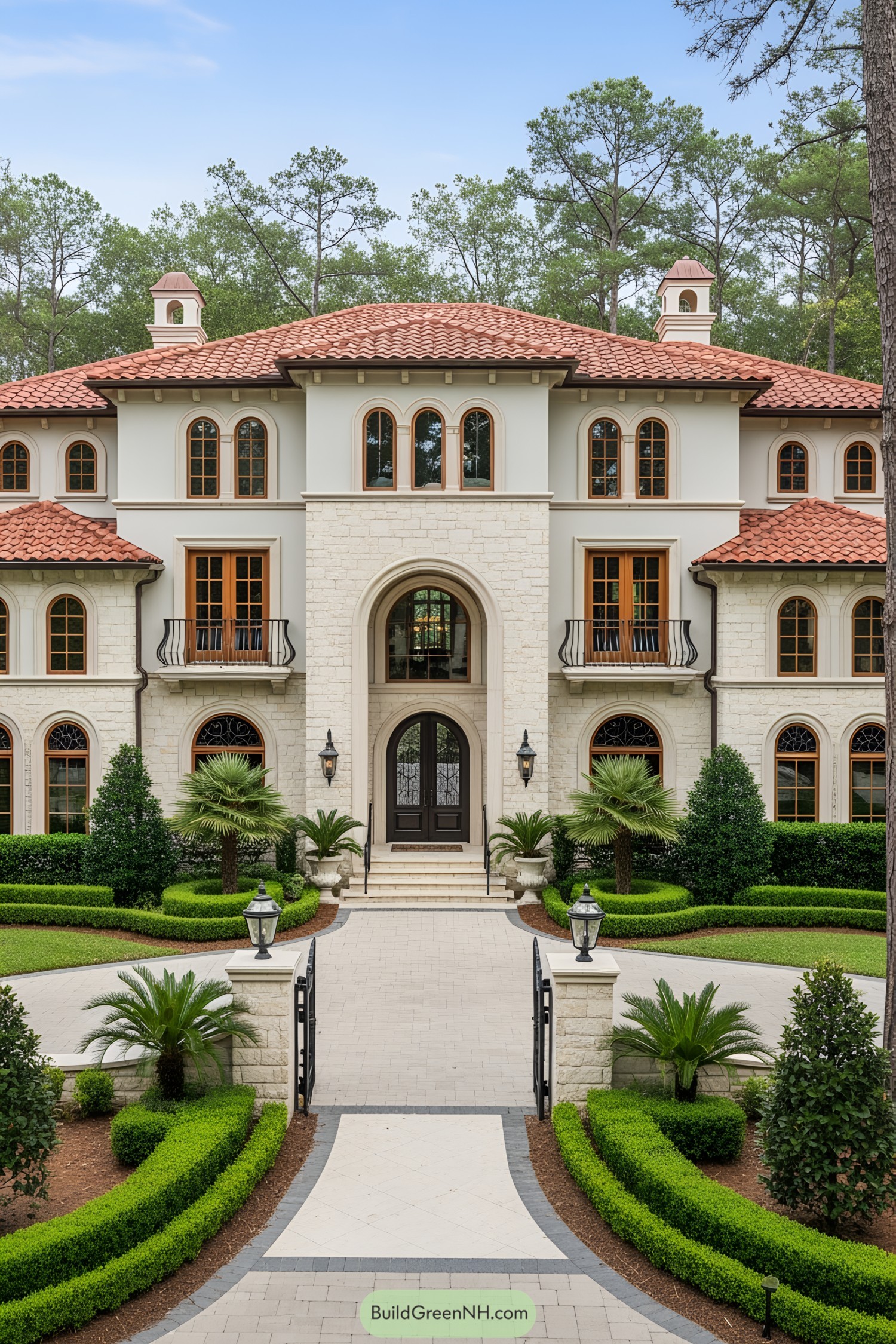 Elegant Mediterranean-style residence with arched windows