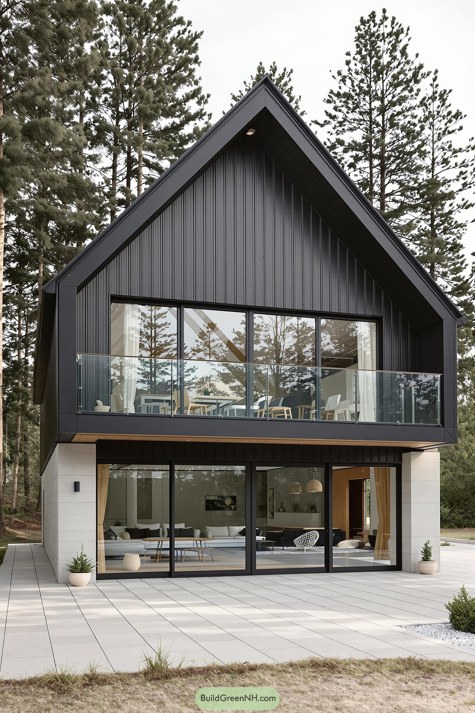 Sleek modern Scandinavian-style house with glass balcony