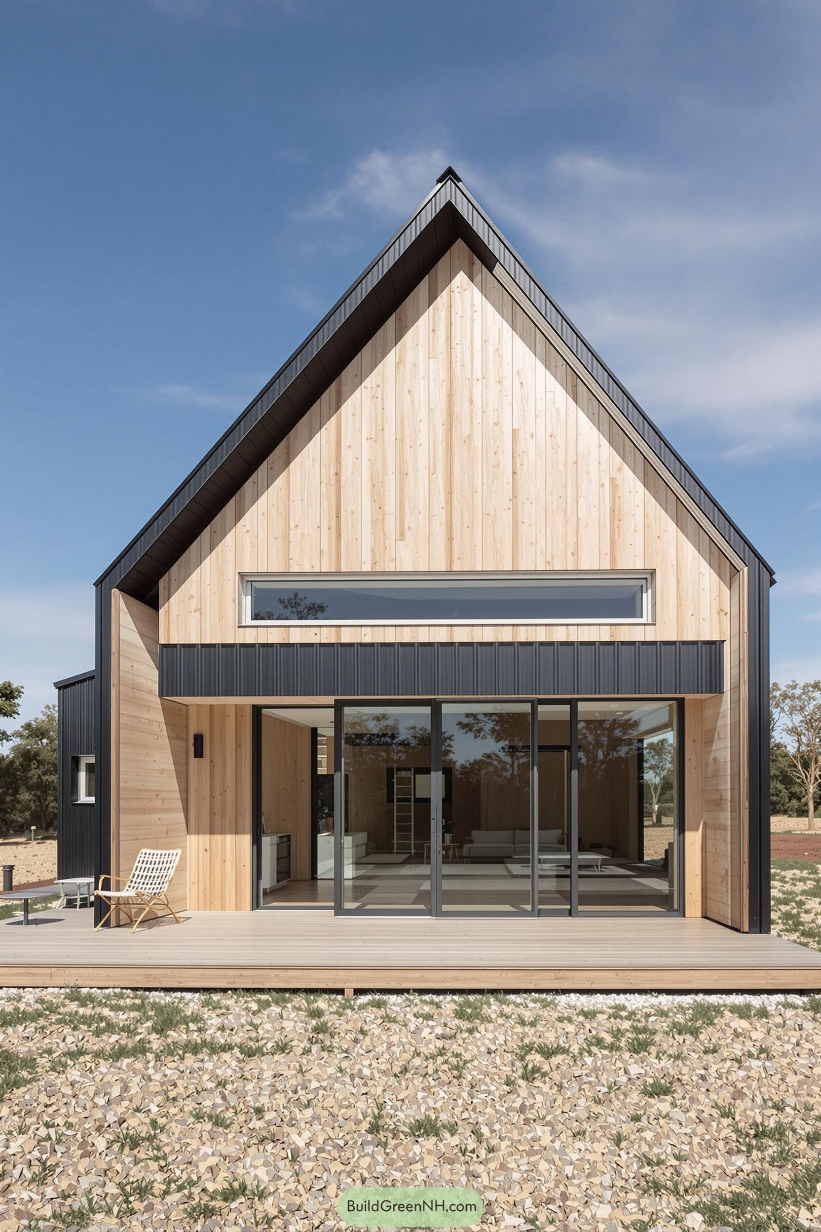 Contemporary barn house with large glass doors