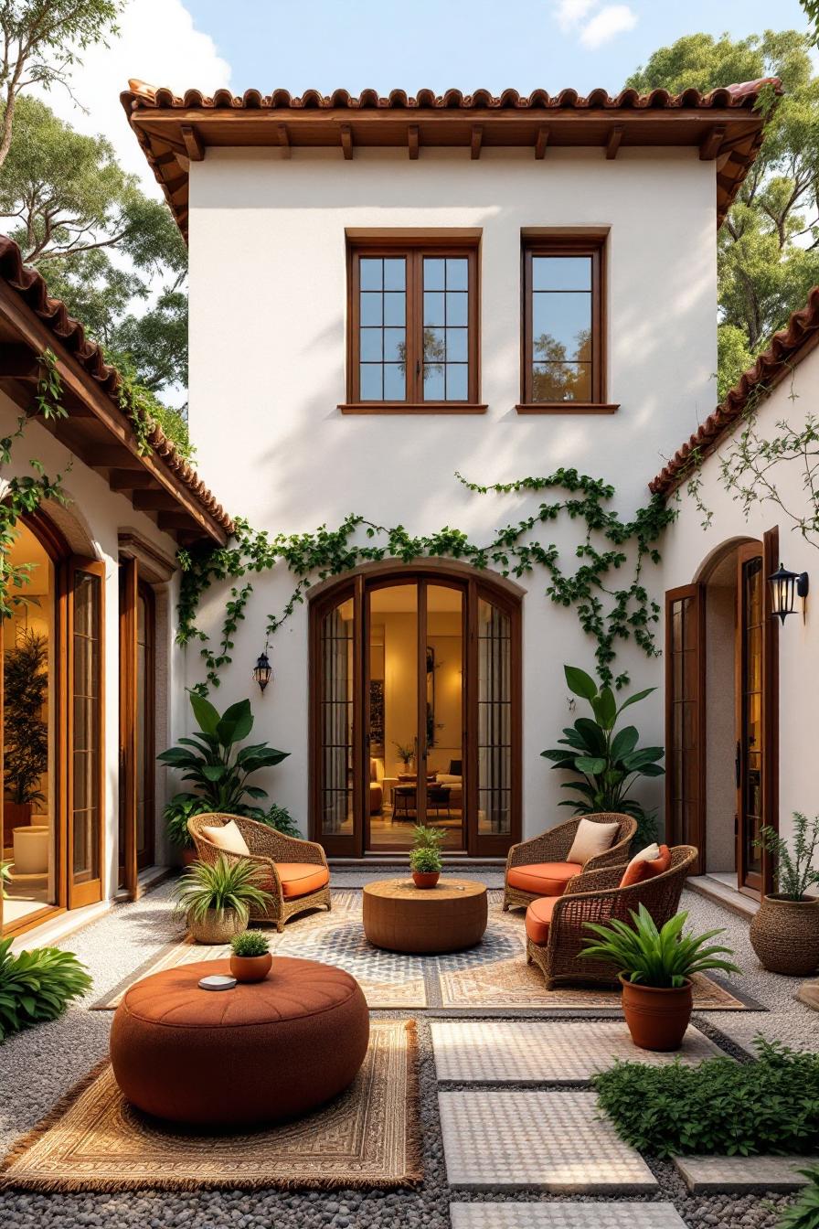Charming Spanish courtyard with rustic accents