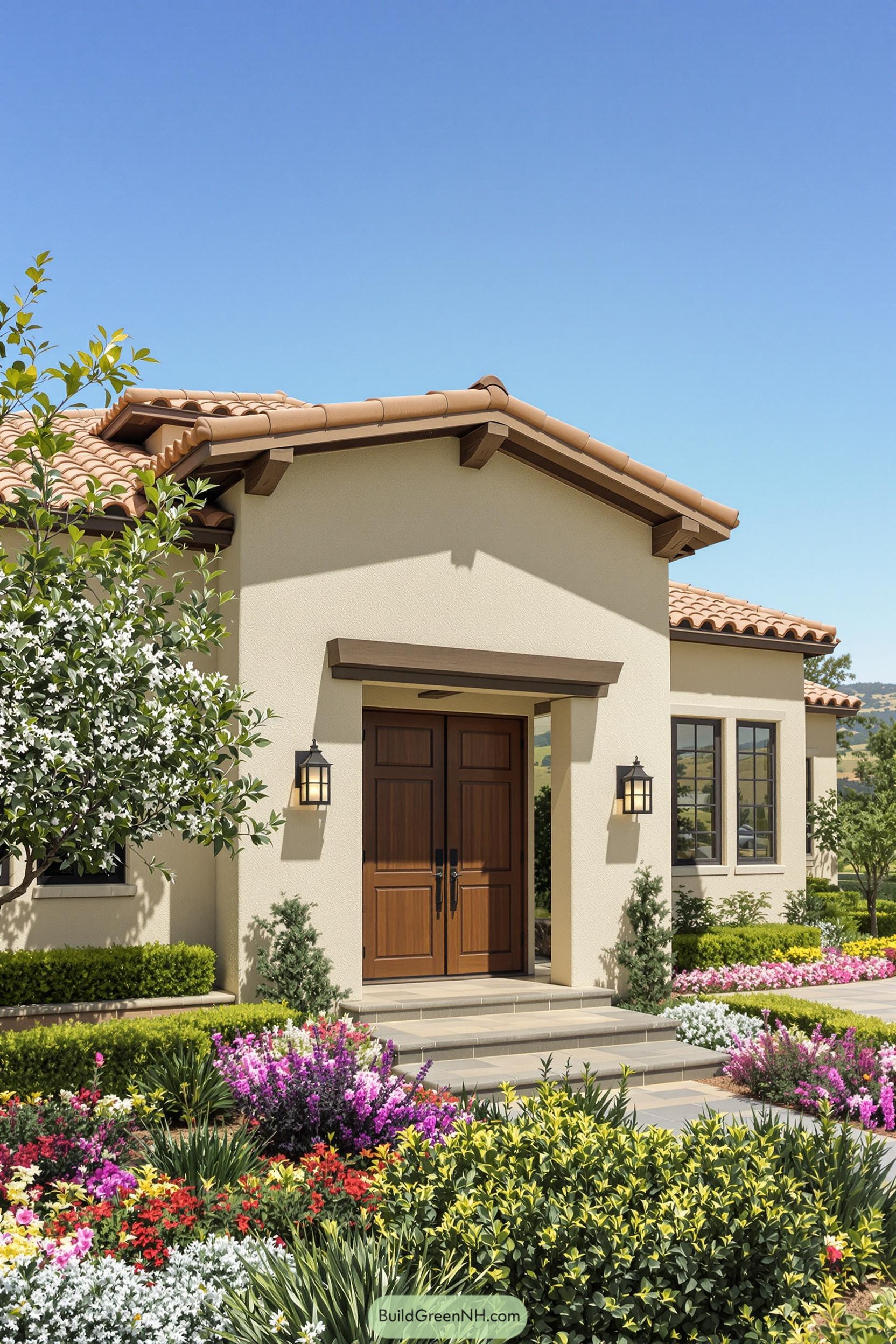 Charming Tuscan-style home with lush gardens