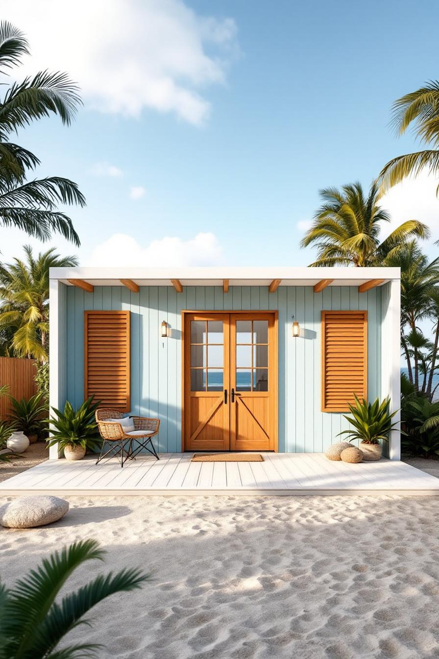 Small beach shack with wooden accents