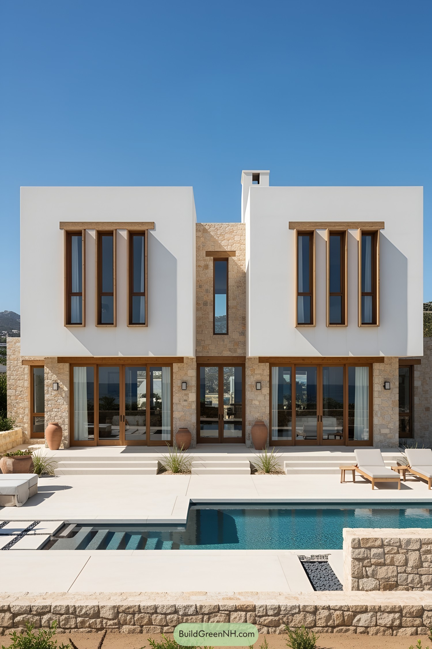 Modern beach house with pool and sea view
