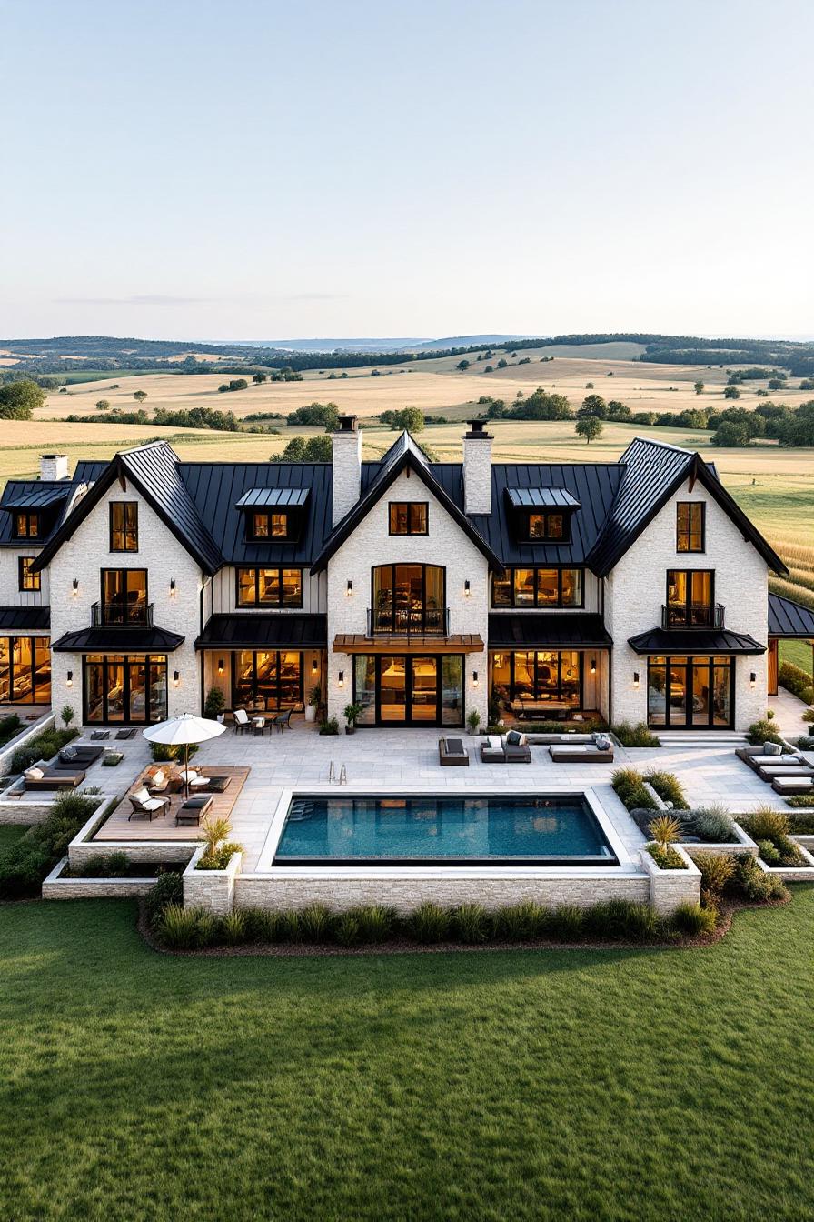 Large farmhouse with pool and lounge area