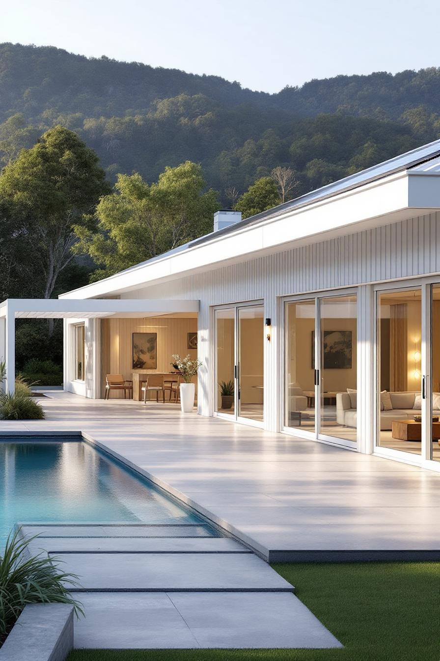 Sleek country house with large glass windows