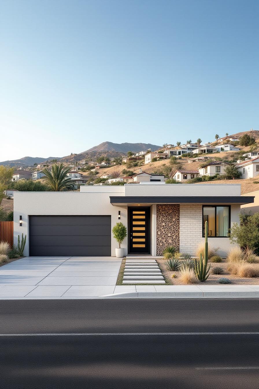 Modern bungalow with sleek design and desert landscaping