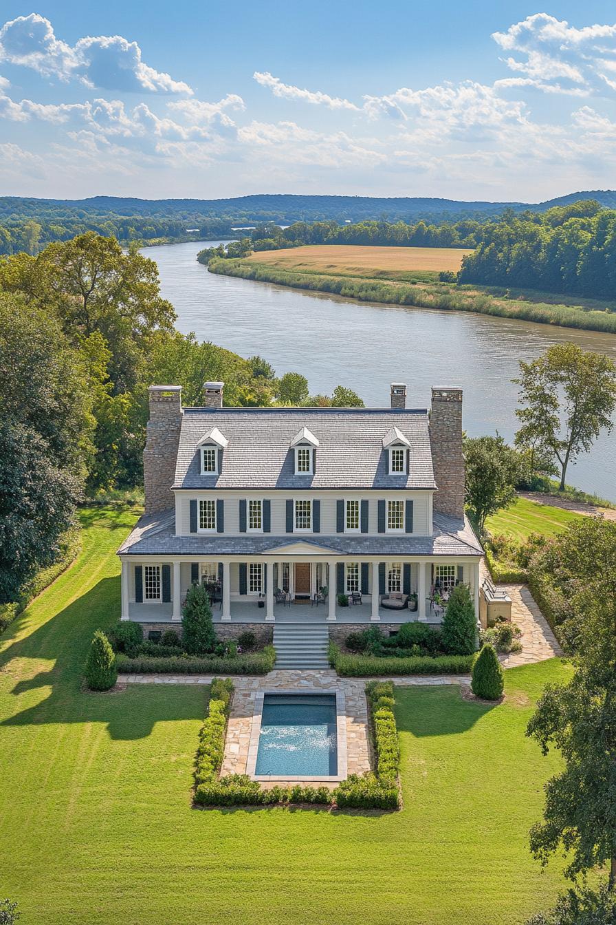 Charming riverside home with lush gardens