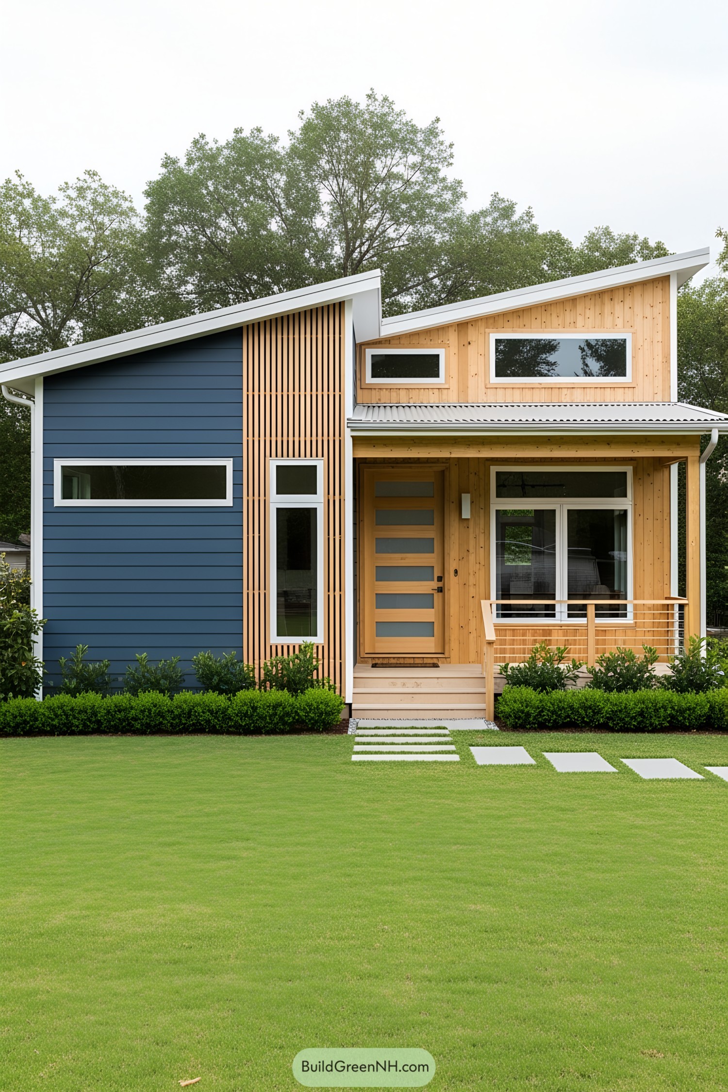 Contemporary bungalow with unique roof design