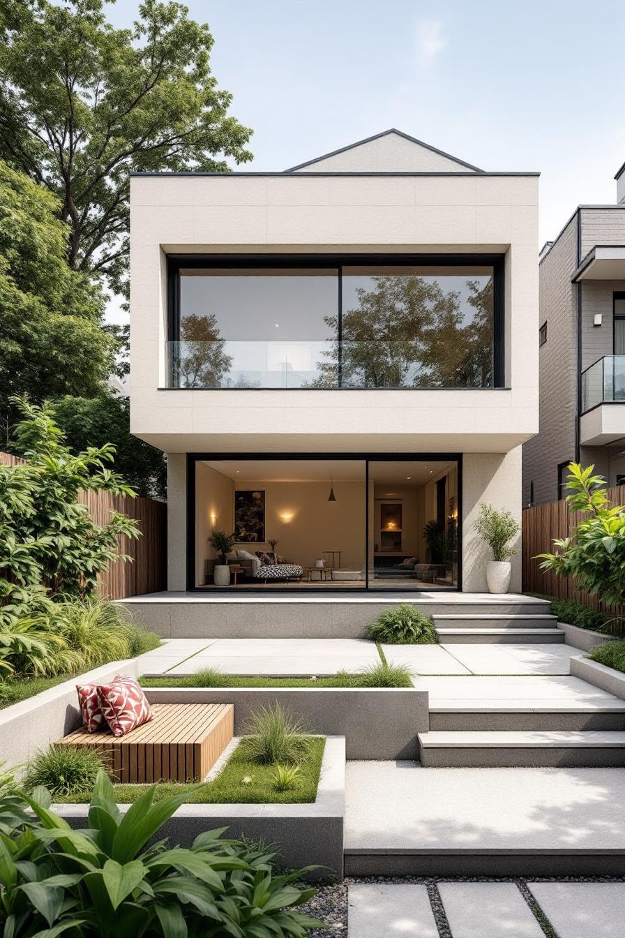 Modern sunken courtyard with sleek design