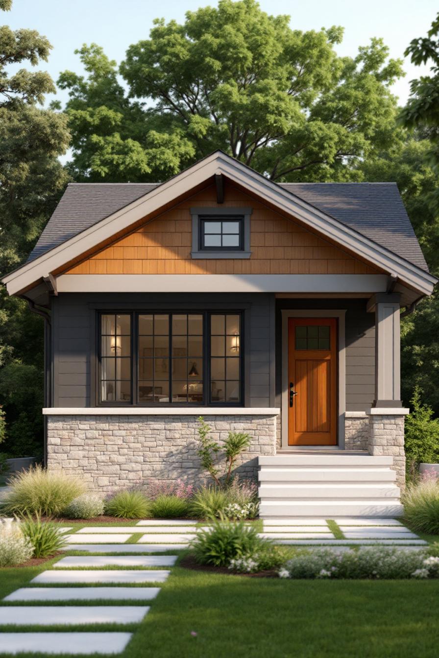 Charming Craftsman bungalow with a wooden door