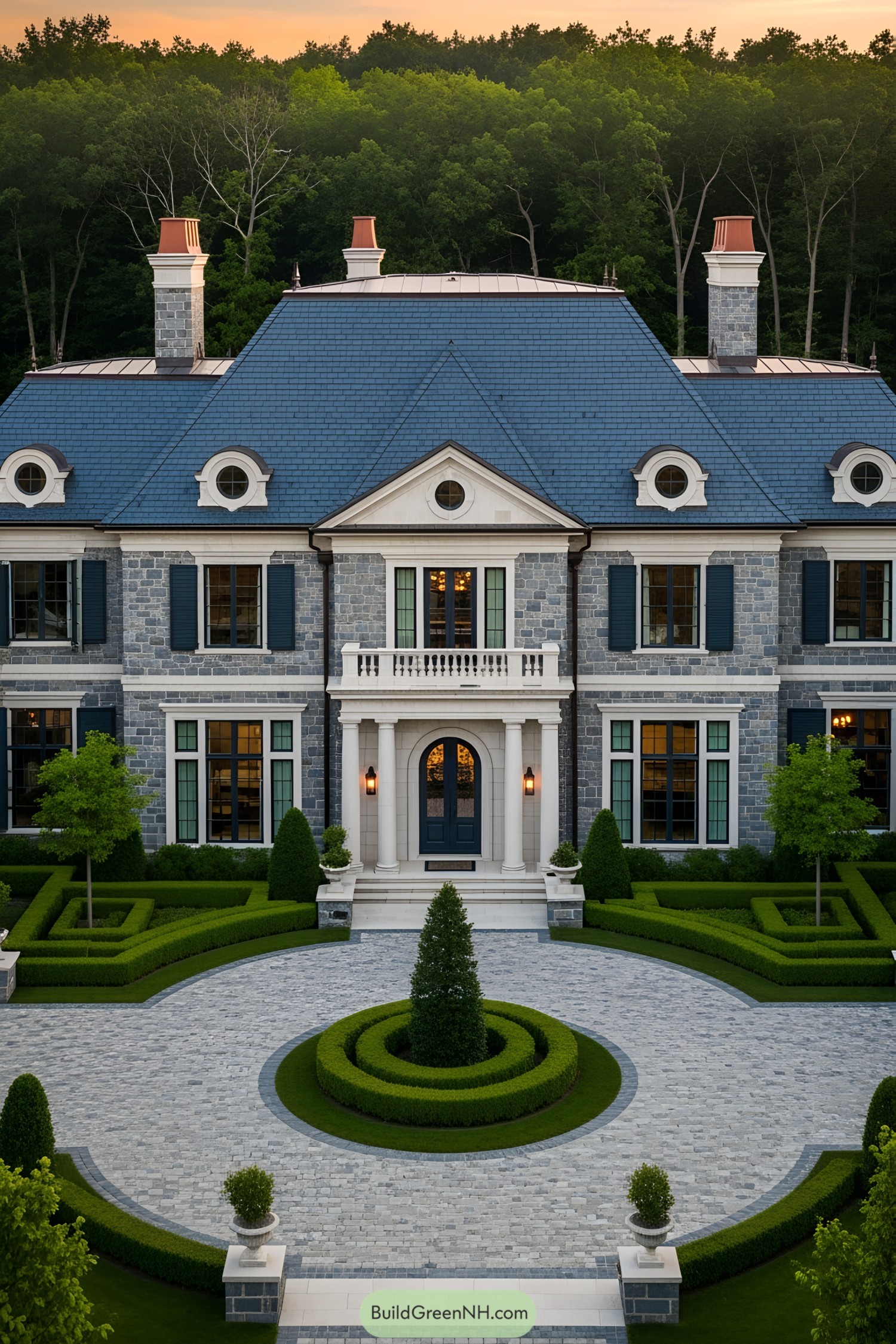 Elegant mansion with symmetrical gardens