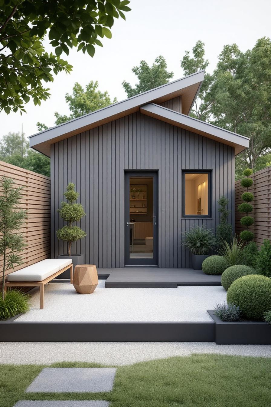 Small courtyard with modern design and geometric plants