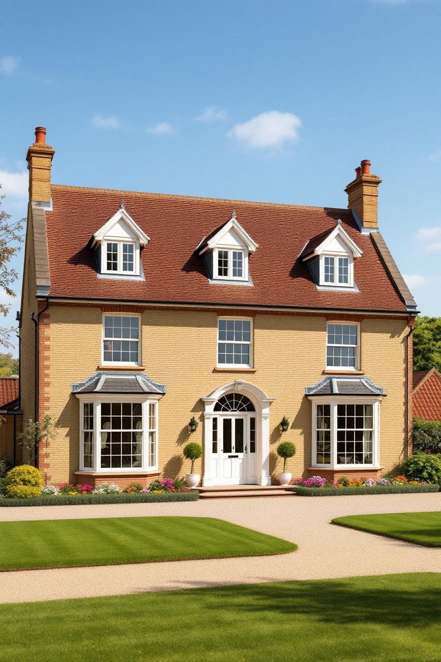 Classic Georgian farmhouse with striking architecture