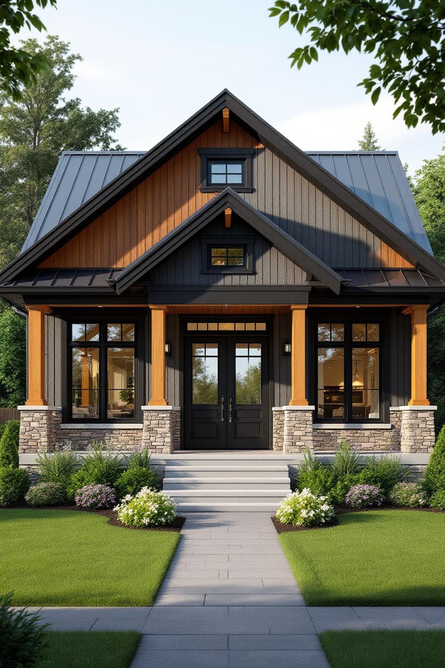Charming Craftsman bungalow with wooden accents and stone details