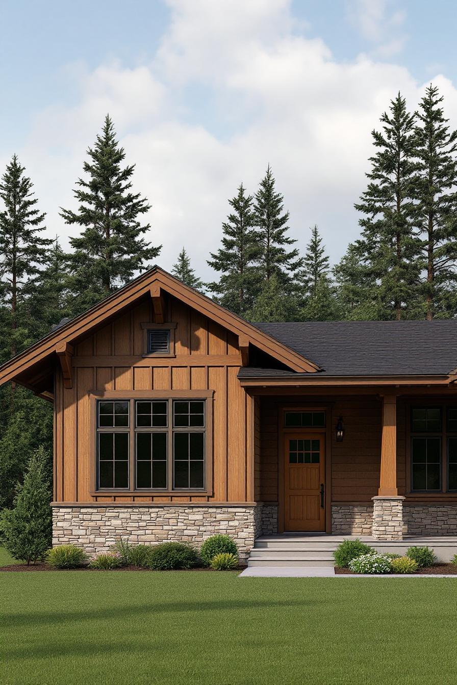 Charming Craftsman home with wooden siding and stone accents