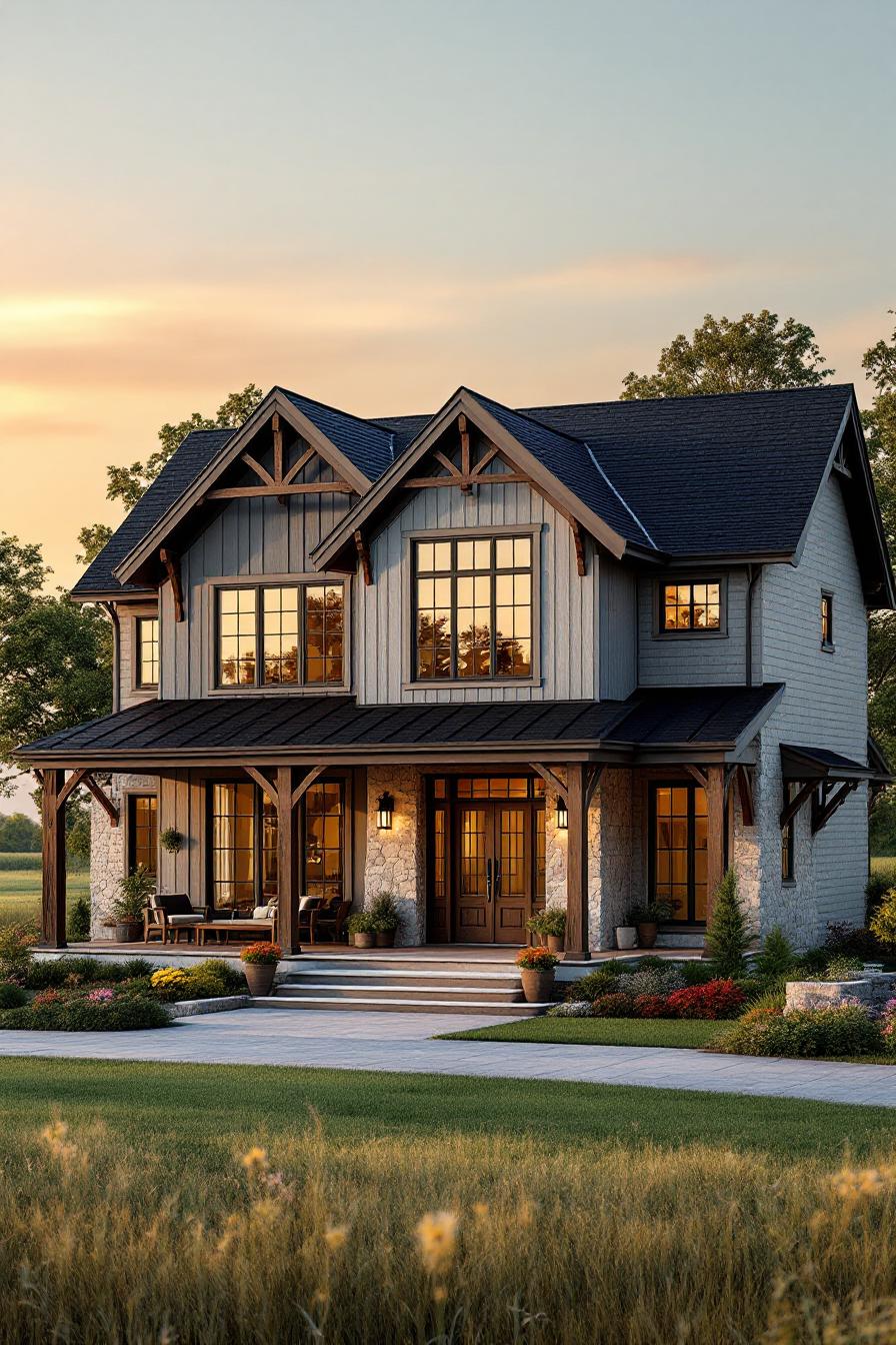 Charming countryside house with a cozy porch