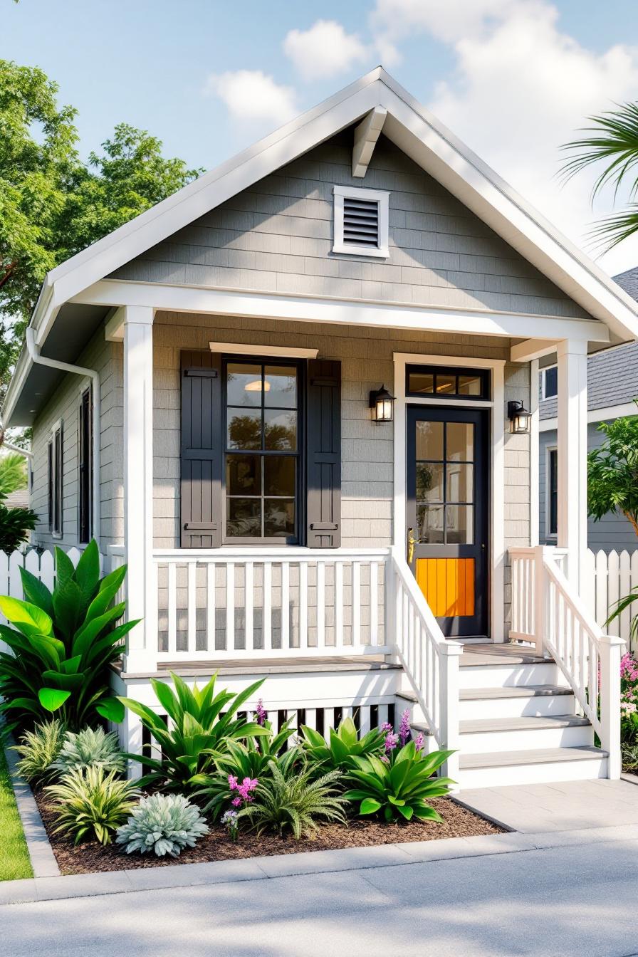 Charming coastal cottage with lush greenery