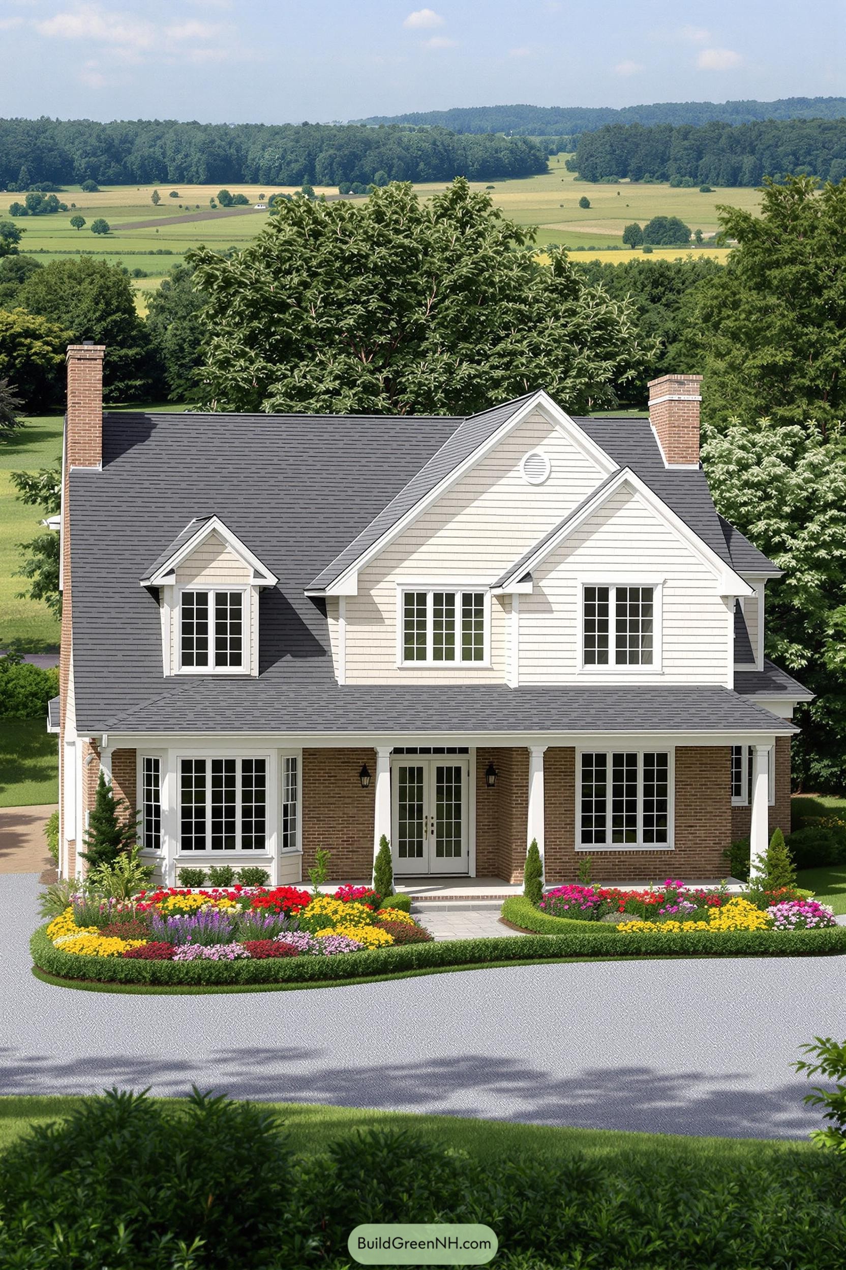 Charming country house with red bricks and large windows