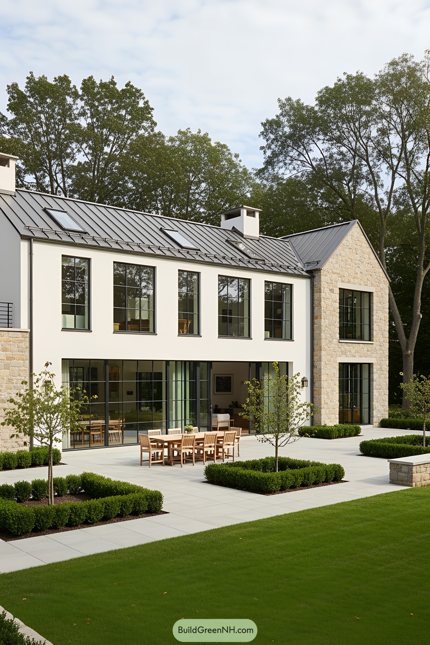 Elegant Scandinavian farmhouse with lush garden