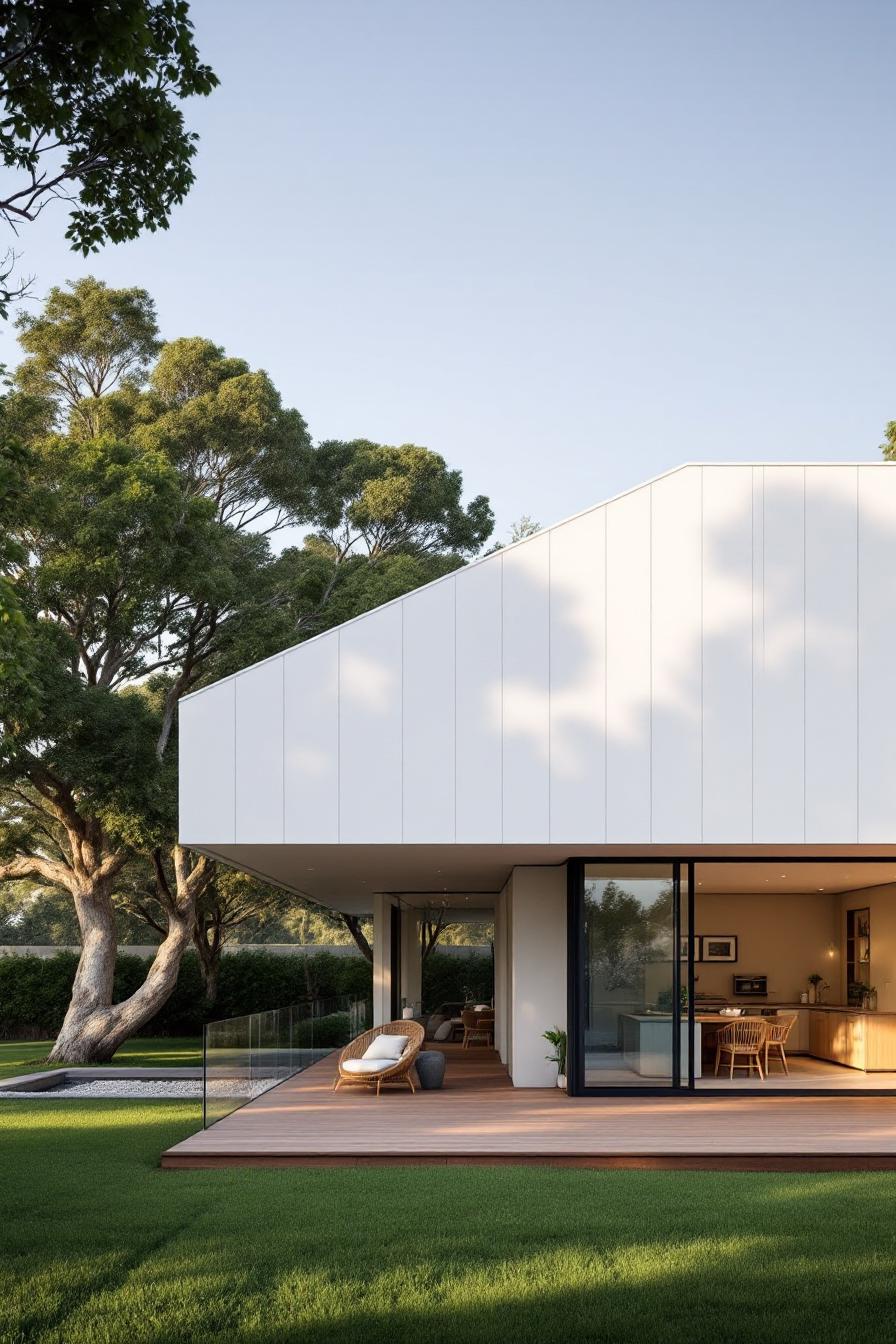 Modern house with sleek design and outdoor seating