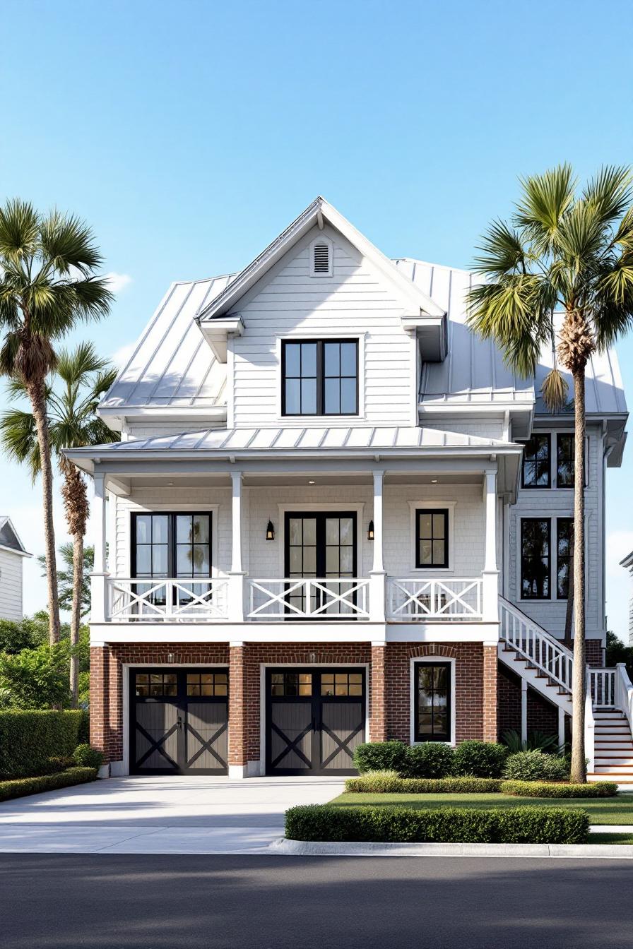 Stylish Lowcountry home with porch and gable roof