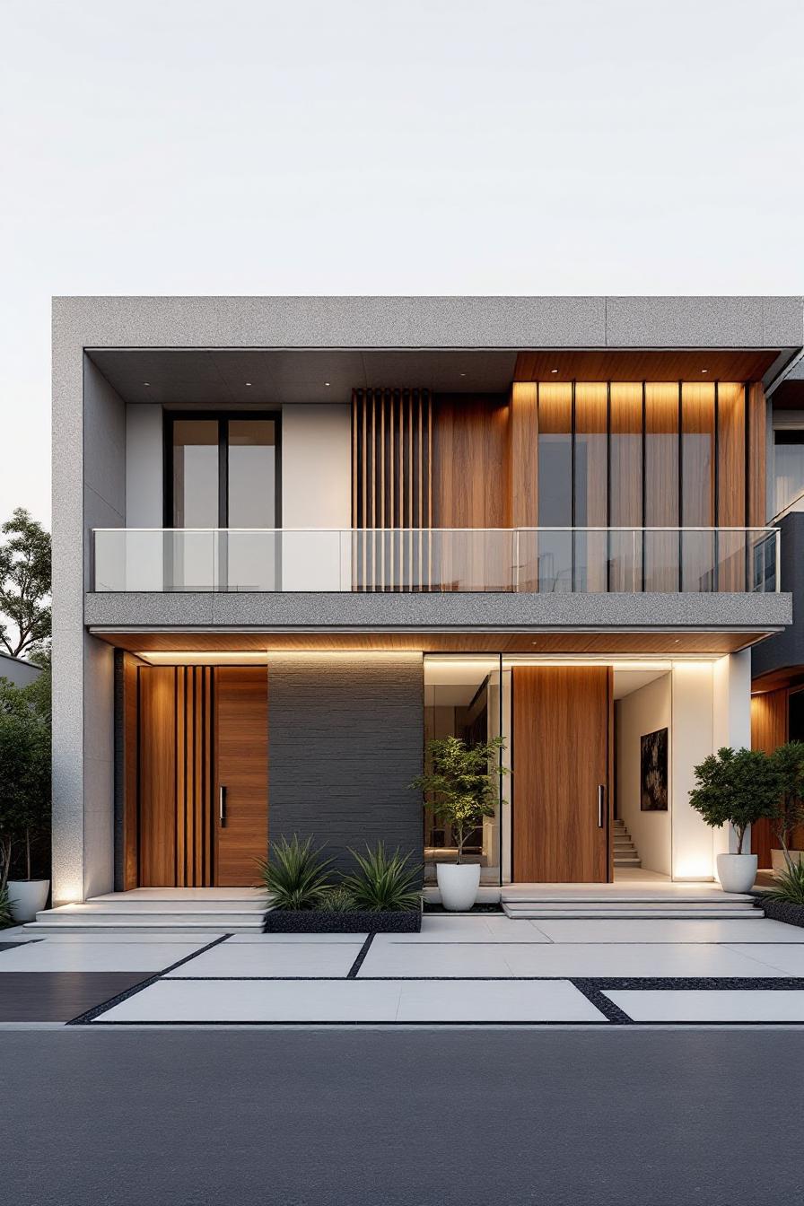 Contemporary villa with clean lines and wooden accents