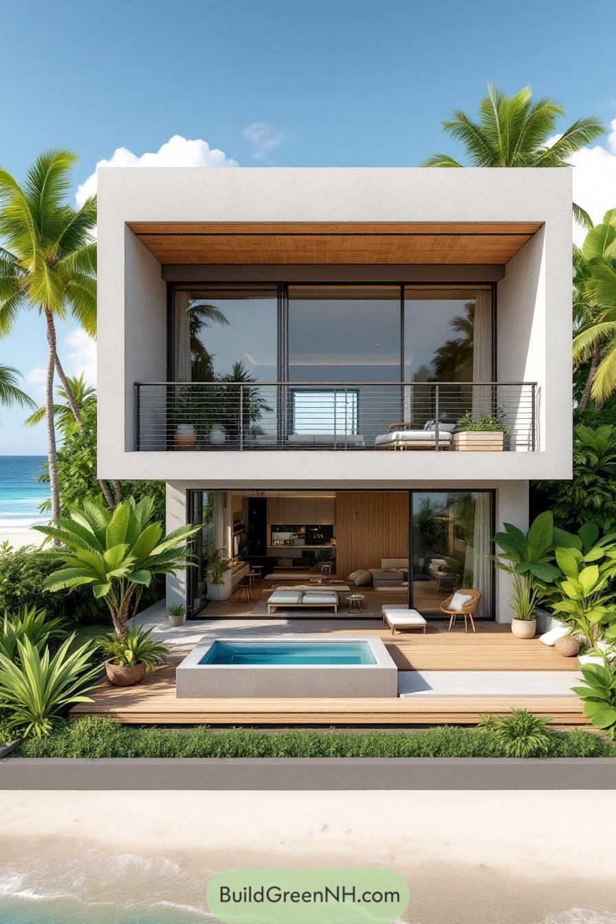 Modern tropical house with a pool and ocean view