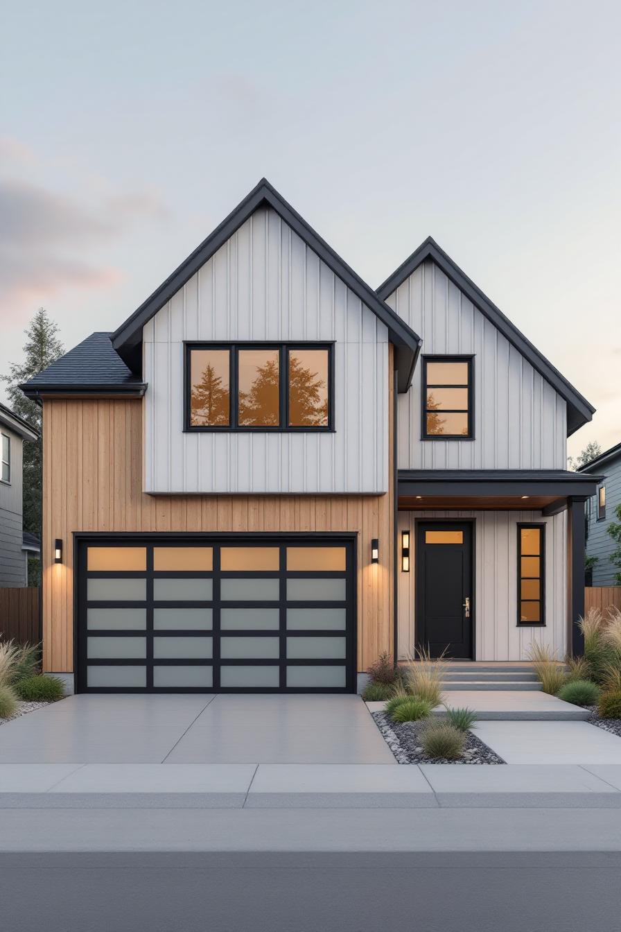 Modern Scandinavian cottage with a two-toned facade