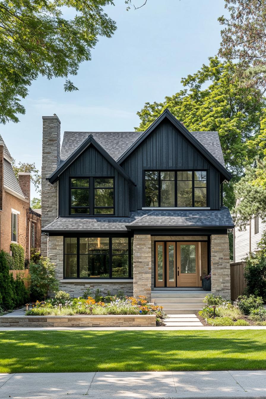 Charming craftsman home with stone accents and lush garden