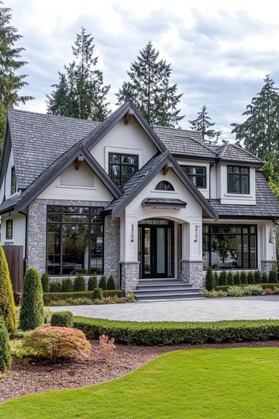 Charming dormer bungalow with modern stone accents