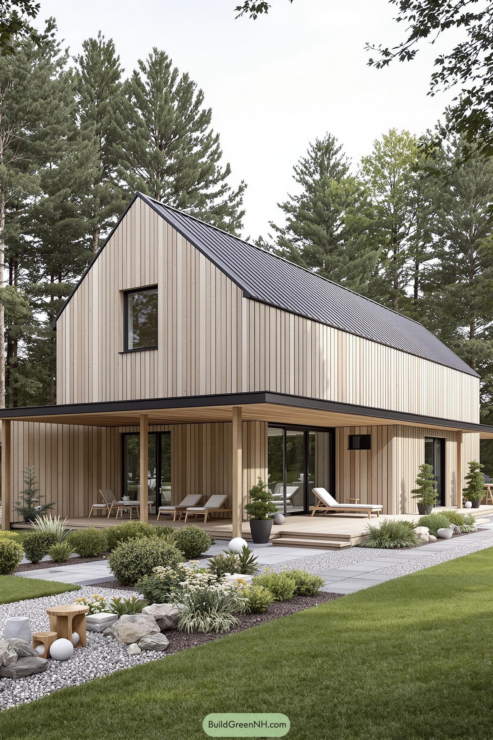 Scandinavian barn house with wooden cladding and sleek design
