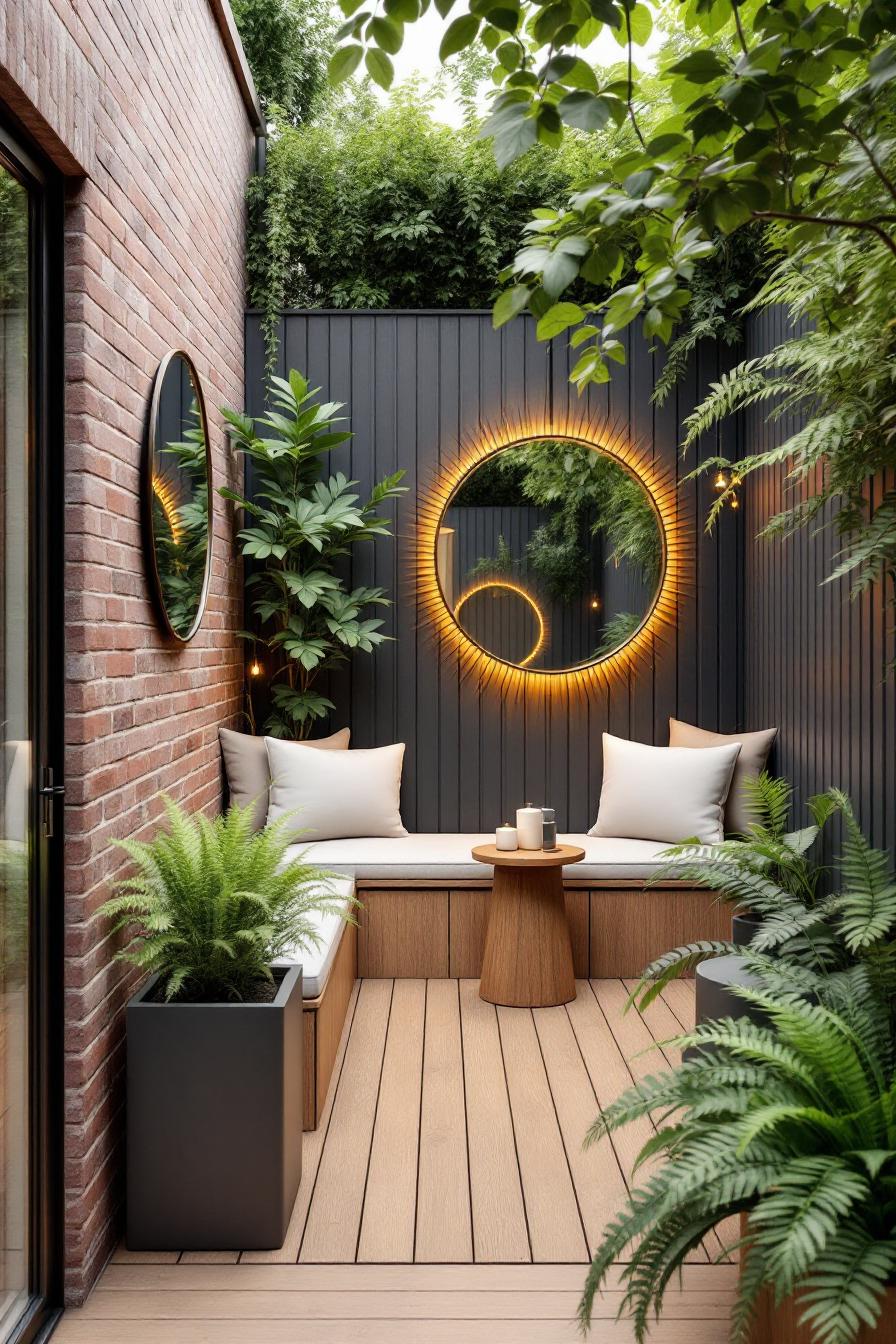 Cozy courtyard with modern seating and vibrant plants