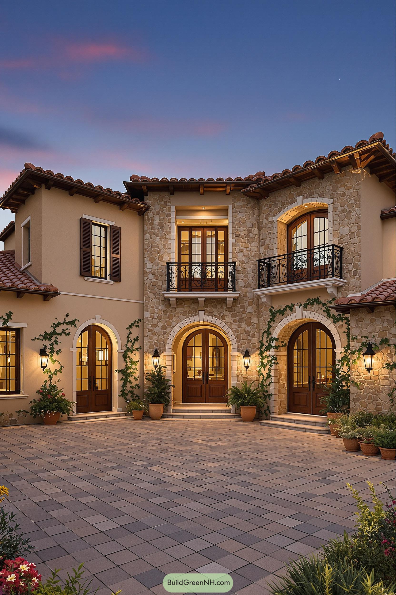 Elegant Tuscan mansion at dusk