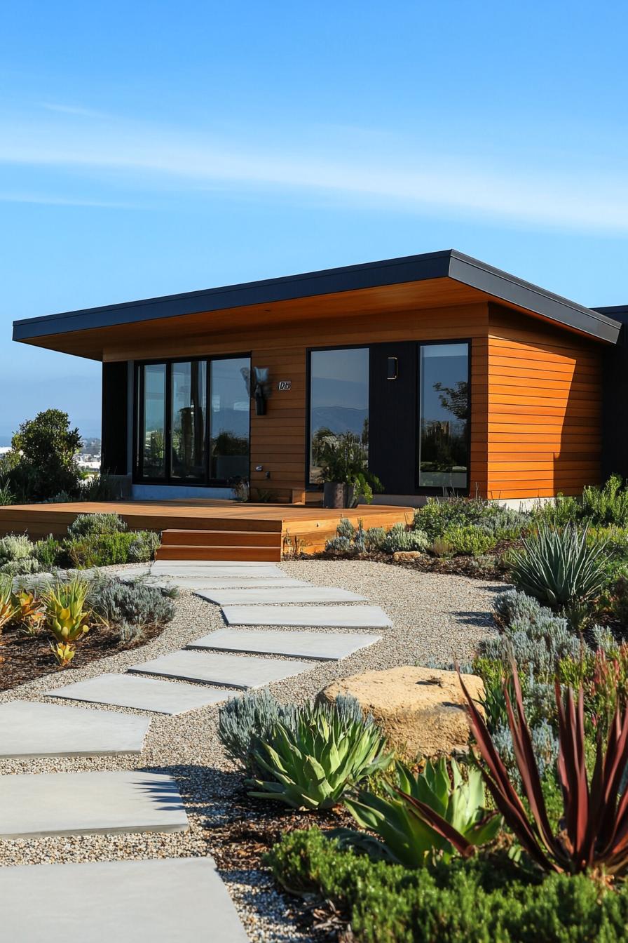 Modern Californian bungalow with sleek lines and drought-resistant landscaping