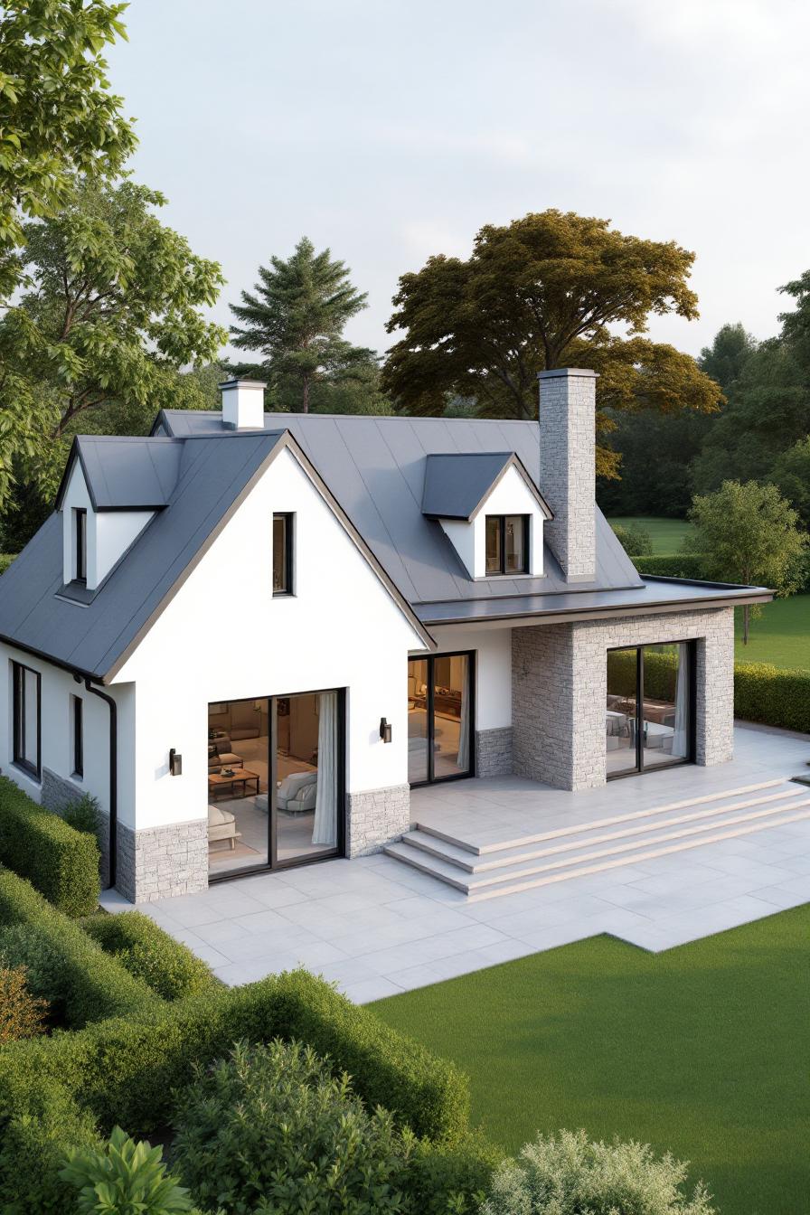 Charming dormer bungalow surrounded by lush greenery