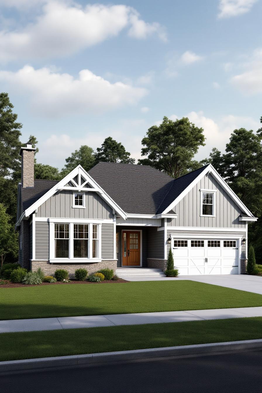 Charming Craftsman Ranch House with Gray Siding