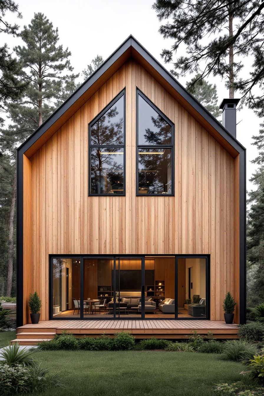 Small barn-style house with large windows