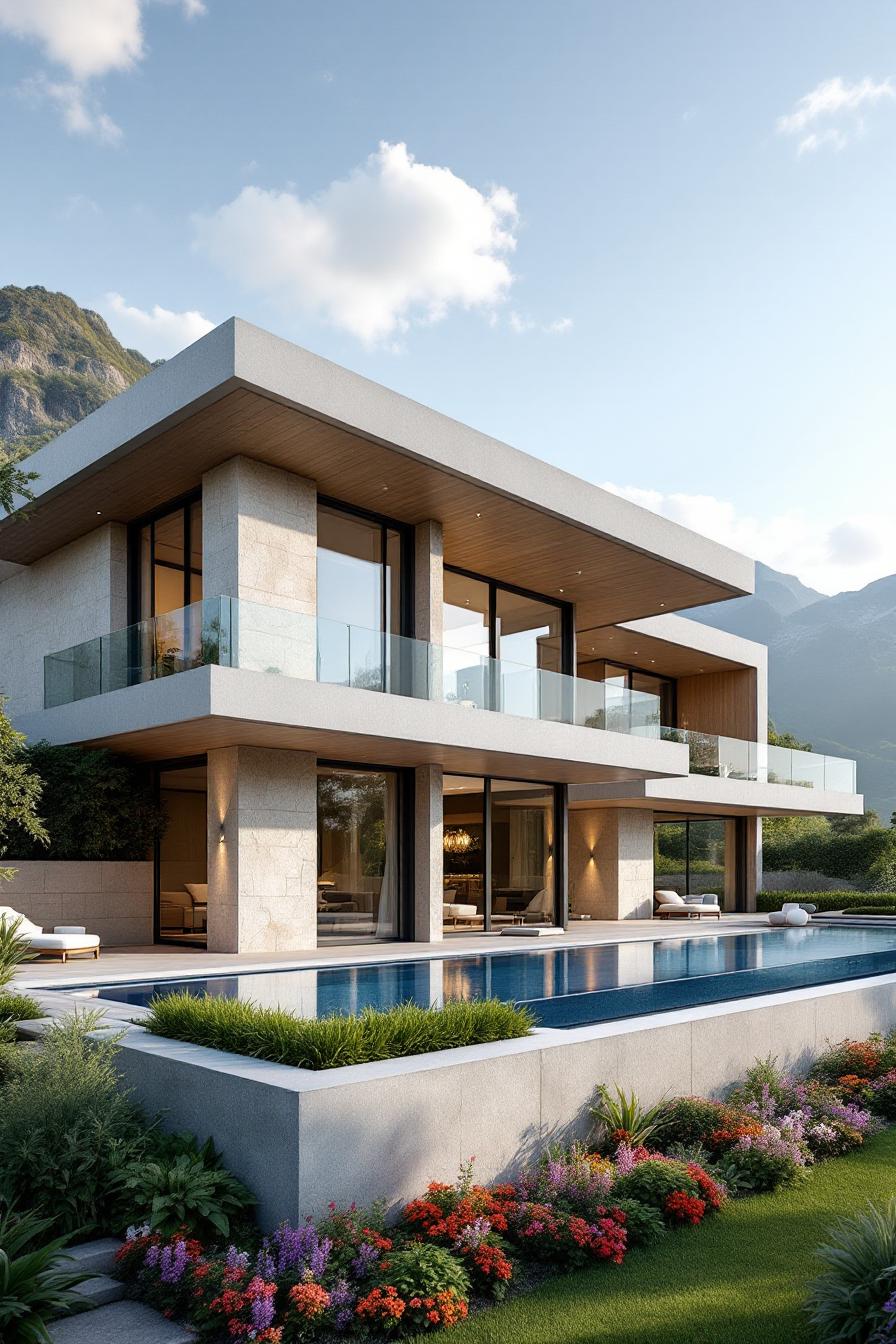 Modern luxury villa with pool and garden
