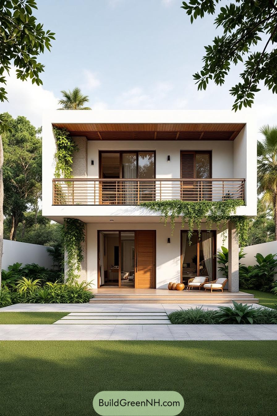 Modern tropical house with lush greenery