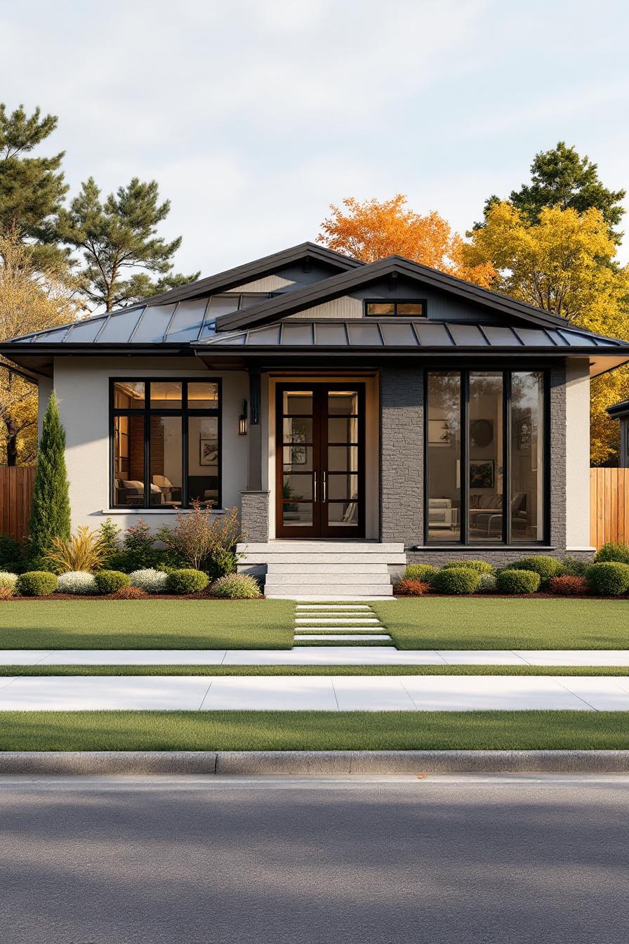 Contemporary craftsman house with lush landscaping